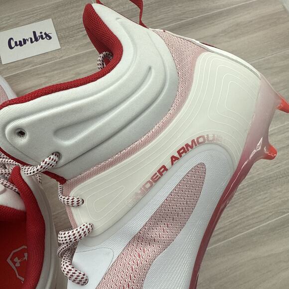 Under Armour Command MC Mid Lacrosse Cleat Men's Size 11.5 Mid Red White NEW - Picture 9 of 14